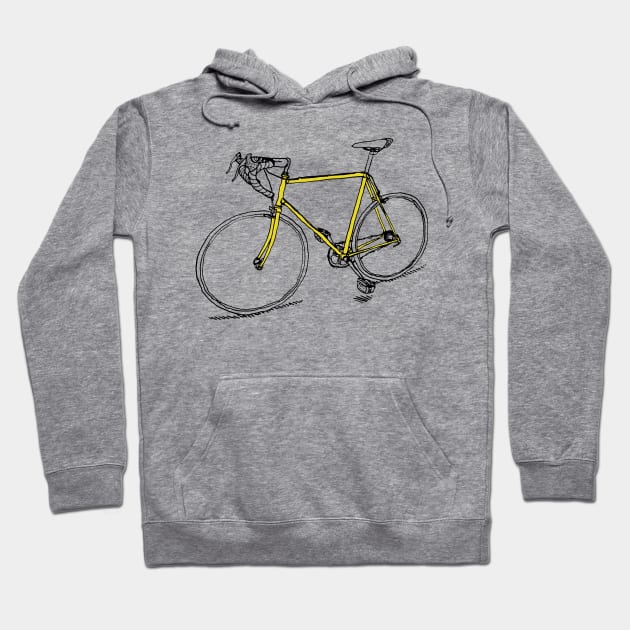 Yellow Bike Hoodie by nathanaelscheffler